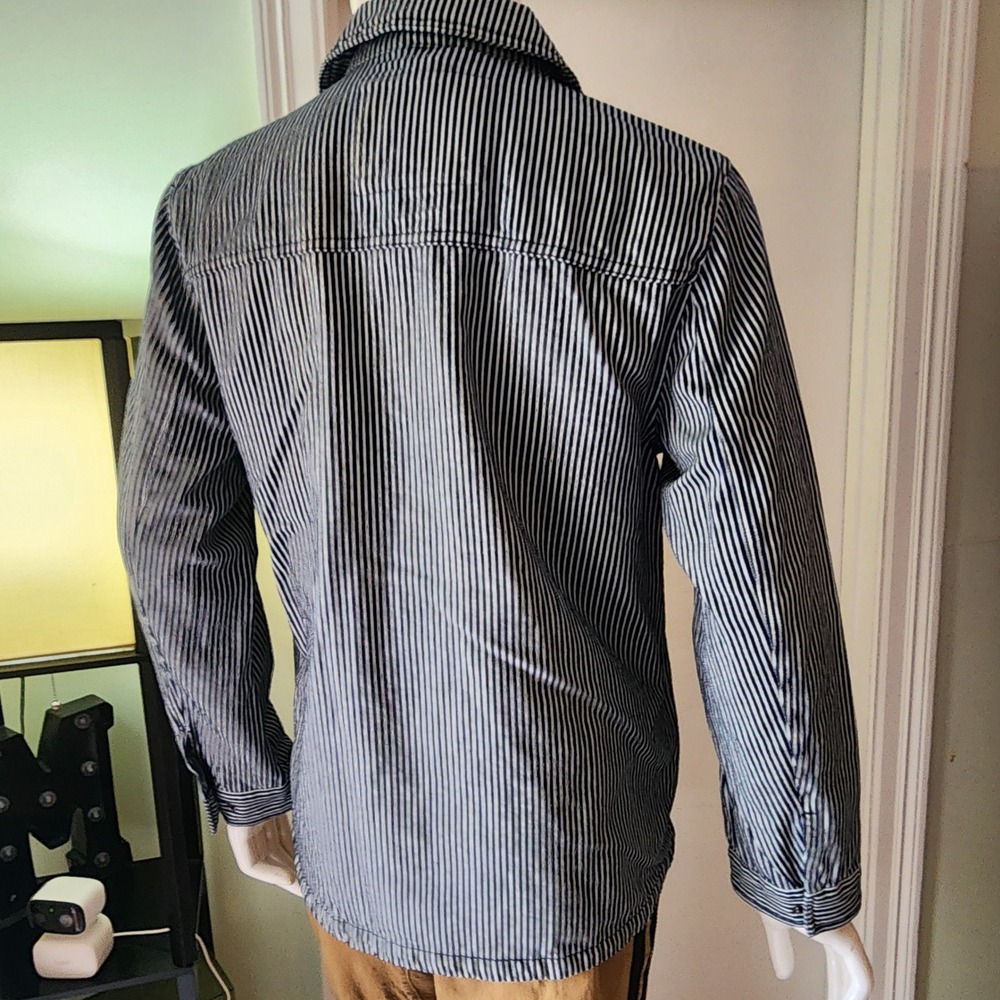 Levis Hickory Stripe Denim Zip Up Workwear Jacket Mens Blue White Chore Coat @27 - Picture 9 of 15